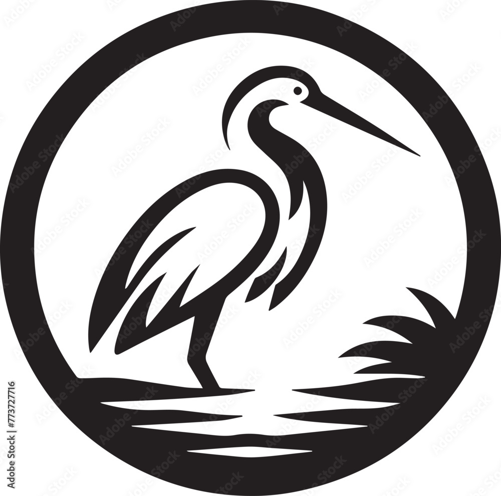 Fototapeta premium Egret Bird Silhouette , illustration