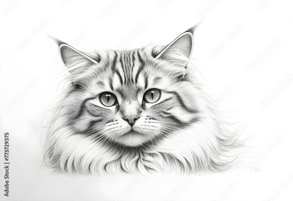 A beautiful cat drawing sketch 