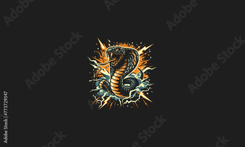 king cobra angry with splash background vector artwork design