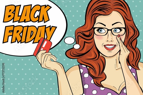 Black Friday Banner With Pin Up Girl Retro Style 3