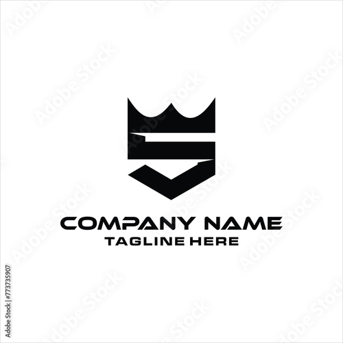 Letter S shield and crown logo, design inspiration, illustration, vector