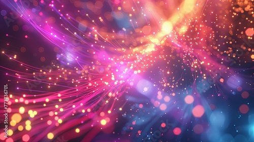 network of purple and pink particles stretches across a backdrop reminiscent of deep space, embodying the concept of interconnectivity in a vast universe.