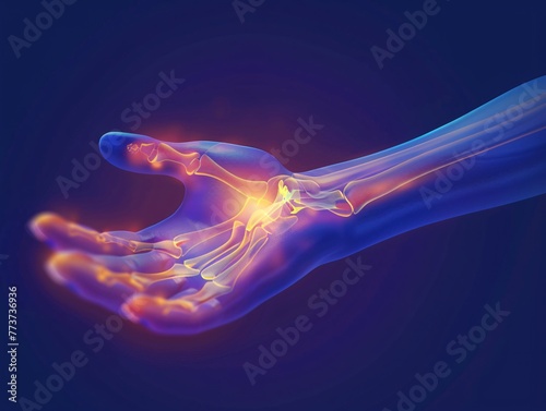 a hand with glowing bones photo