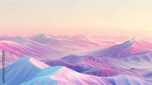 sunrise in mountains 3d render pastel colors