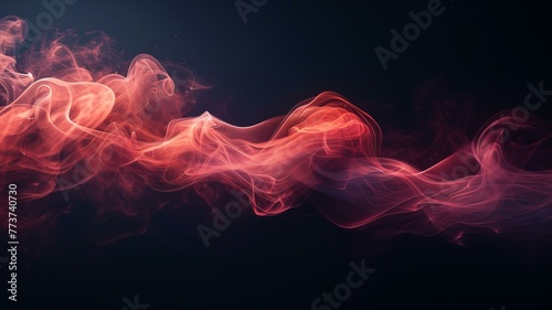 Silky tendrils of red smoke floating weightlessly on a jet black infinity. ultra realistic photo, minimalistic, AI Generative