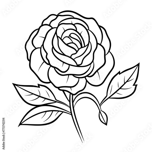 Elegant vector outline of a rose icon for versatile use.
