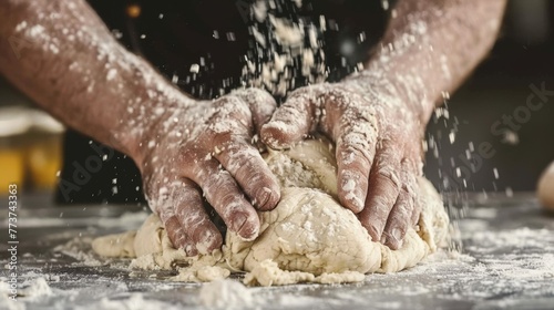 Kneading Dough with Flour on Hands