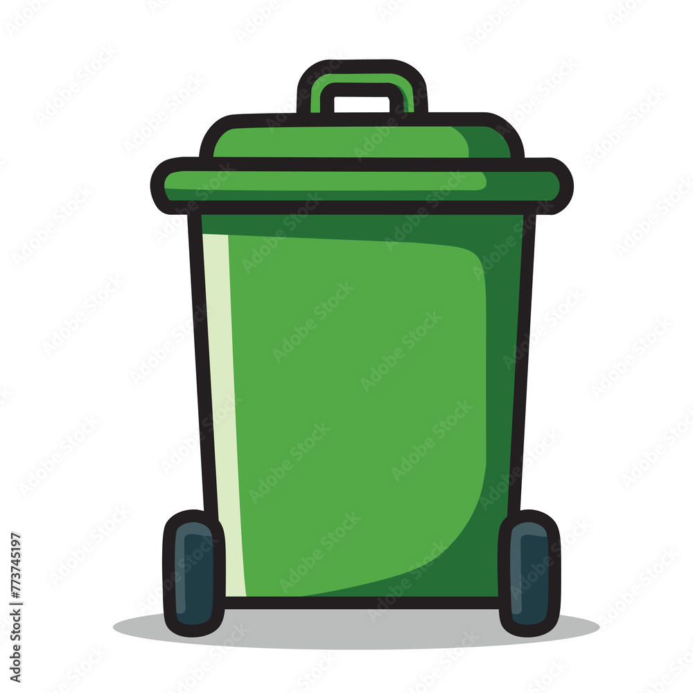 Ilustration Vector Graphic Cartoon of a Green Trash Bin Icon, Promoting Environmental Sustainability Ilustration Vector Graphic Cartoon of a Green Trash Bin Icon, Promoting Environmental Sustainability
