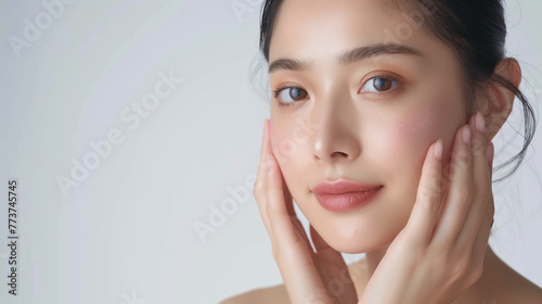 a beautiful asian woman with healthy skin for cosmetic concept