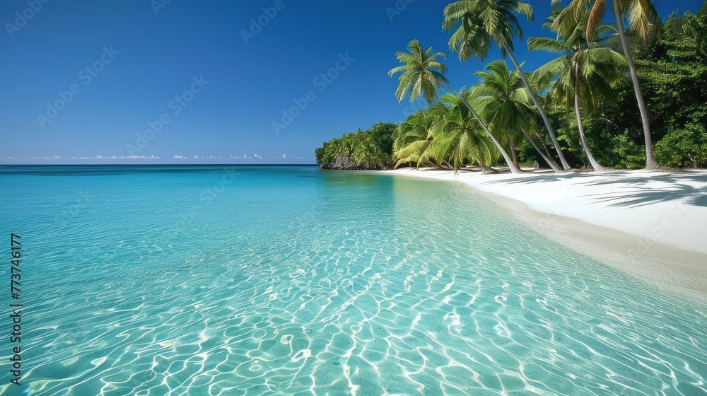 Fototapeta premium Beach with white sand and turquoise water, AI generated Image