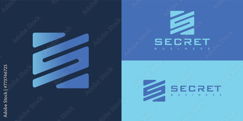 abstract initial square letter S or SS in gradient blue color isolated on multiple blue background colors. The logo is suitable for business and coaching company logo icon design inspiration template