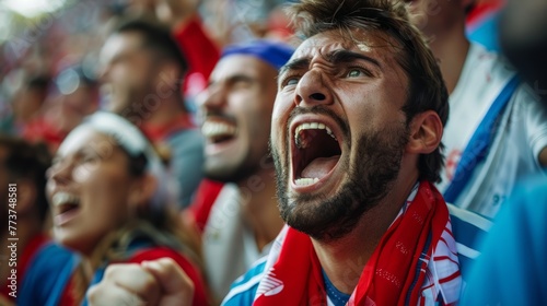 the passion of soccer fandom with close up shots of supporters' faces displaying a range of emotions during a match