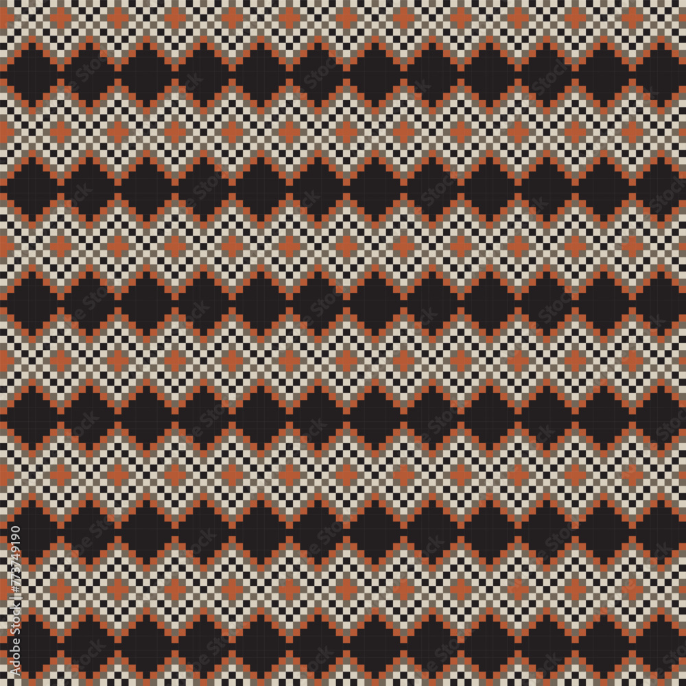 Neutral Colour Argyle Fair Isle Seamless Pattern Design Neutral Colour Argyle Fair Isle Seamless Pattern Design
