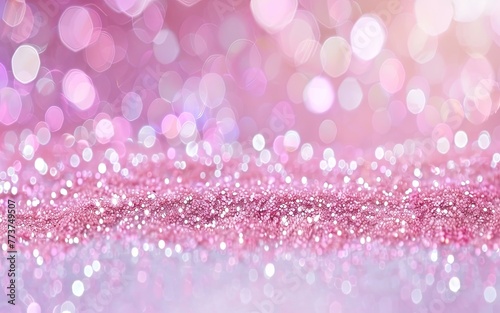 Pink glitter Sparkling texture for Valentine light and glitter abstract background, copy space christmas and Birthday banner card