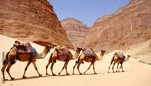 A Camel Caravan Winding Its Way Through Desert Can  3
