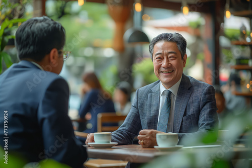 Businessmen meeting in the cafe