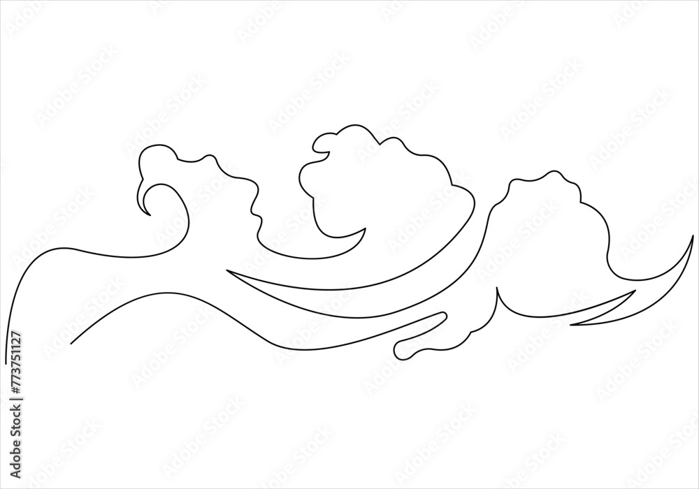 Continuous one line drawing of sea waves out line vector art illustration Continuous one line drawing of sea waves out line vector art illustration