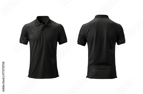 Black blank polo t shirt template isolated on white and transparent background with clipping path.