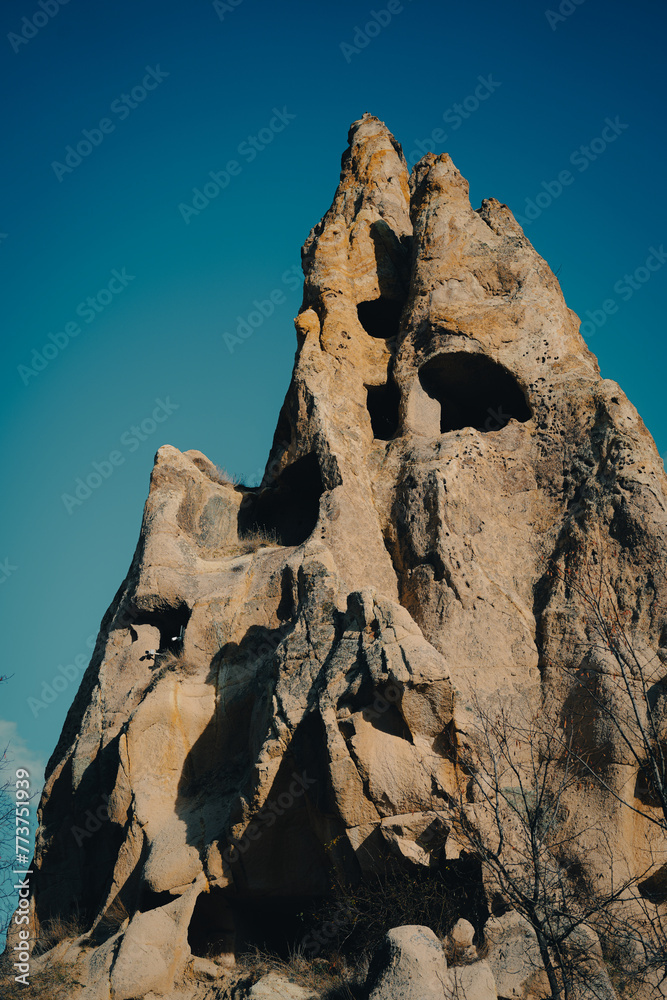 Triangular cave rock formation in Turkey