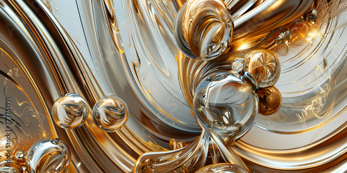Marble and gold, A Contemporary Spiral Of Golden Particles In An Abstract 3d Render Background

