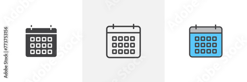 Event Organization and Calendar Icons. Agenda Planning and Monthly Schedule Symbols.