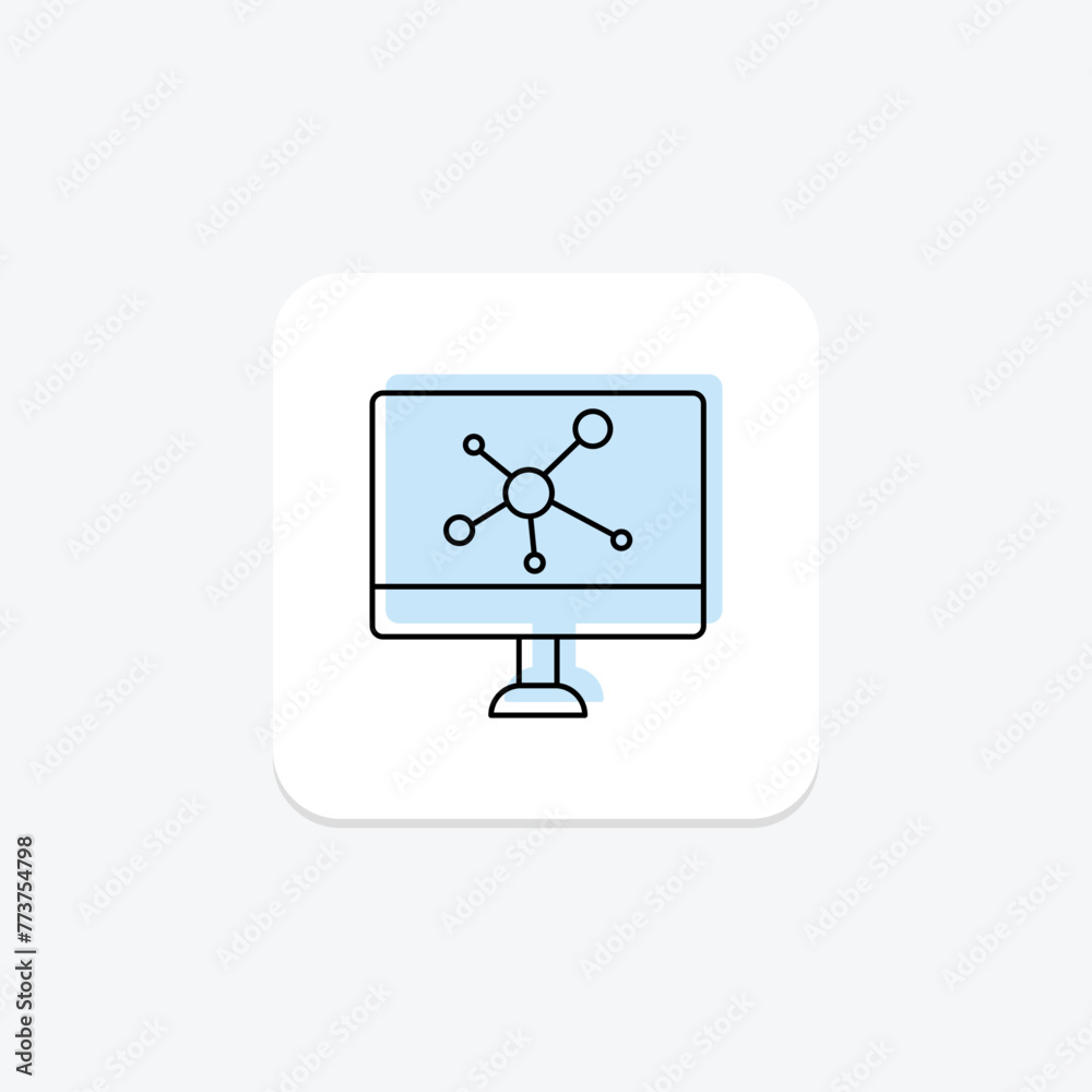 Molecule on lcd icon, molecule, lcd, display, screen, editable vector, pixel perfect, illustrator ai file