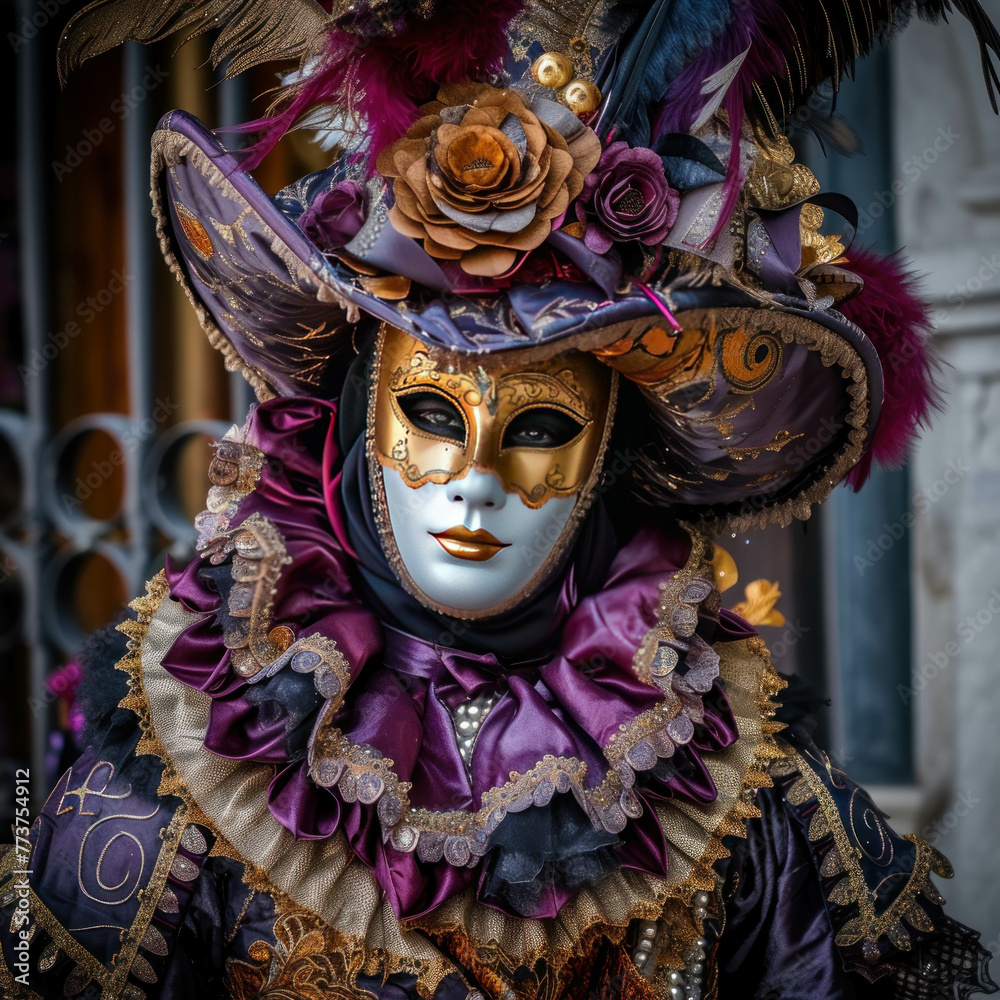 Venice carnival costume for the traditional festival in Venice Italy Europe