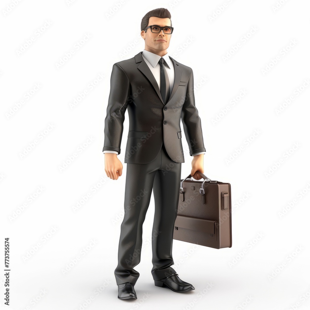 3D Render of a corporate executive holding a briefcase and standing tall, on isolated white background, Generative AI 3D Render of a corporate executive holding a briefcase and standing tall, on isolated white background, Generative AI