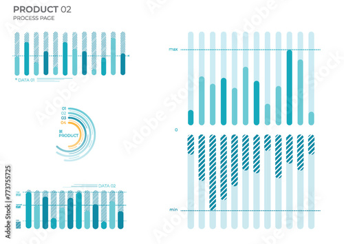 Project business analysis charts in color. Vector illustration.