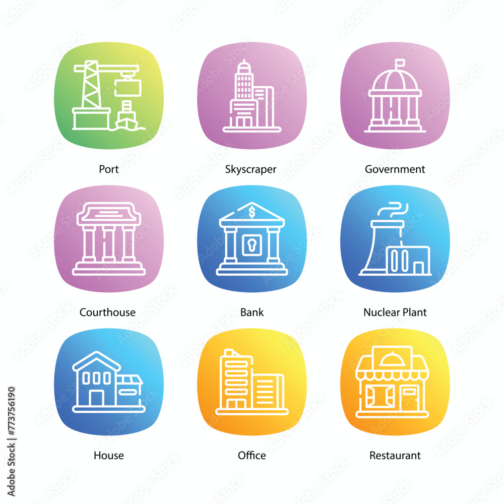 Buildings, Real estate, houses, icons collection. Icon set contains such as skyscraper, home, apartment, blueprint, key, mortgage document, and more. Simple web and mobile vector icon set. Buildings, Real estate, houses, icons collection. Icon set contains such as skyscraper, home, apartment, blueprint, key, mortgage document, and more. Simple web and mobile vector icon set.