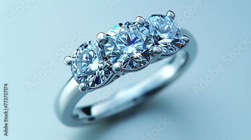 Three Stone Diamond Ring white background © Robin