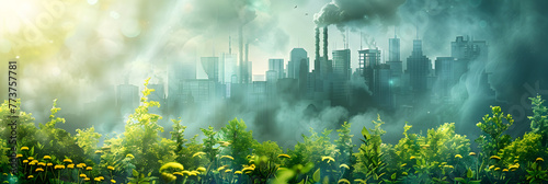 Illustration emphasizing the importance of CO2 emission reduction in promoting ecology. photo