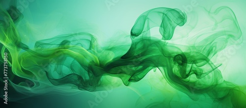 A vibrant green smoke swirling gracefully in the air  creating a mesmerizing and enchanting visual display