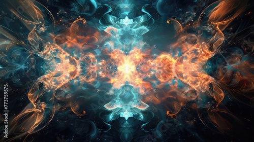 Digital Fractal Realms in Dark Space: A Technological Exploration of Mathematical Abstraction, Light, and Design Elements with a Virtual Reality Essence