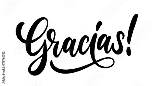 Gracias, Spanish phrase meaning thank you. Hand lettering design. Modern vector calligraphy text isolated on white background.
