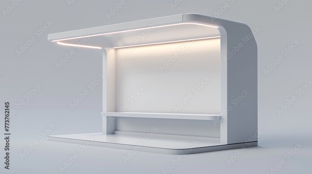 Booth for advertising. A series of white and grey images of different types of bus shelters Booth for advertising. A series of white and grey images of different types of bus shelters