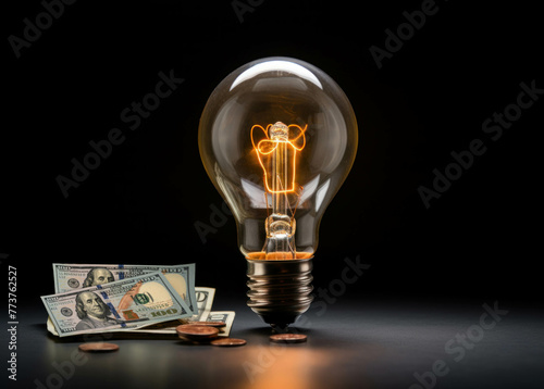 The light bulb symbol a money-making creativity idea, a profit-successful business concept