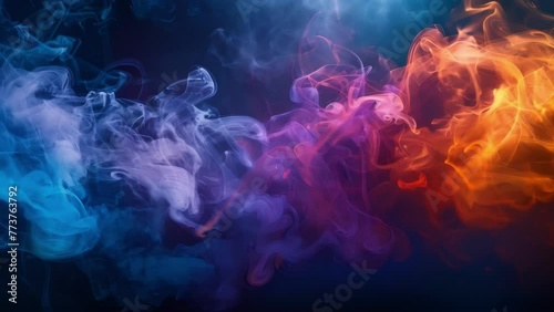 Wispy tendrils of vibrantcolored smoke dance through the air creating a whimsical and otherworldly landscape. photo