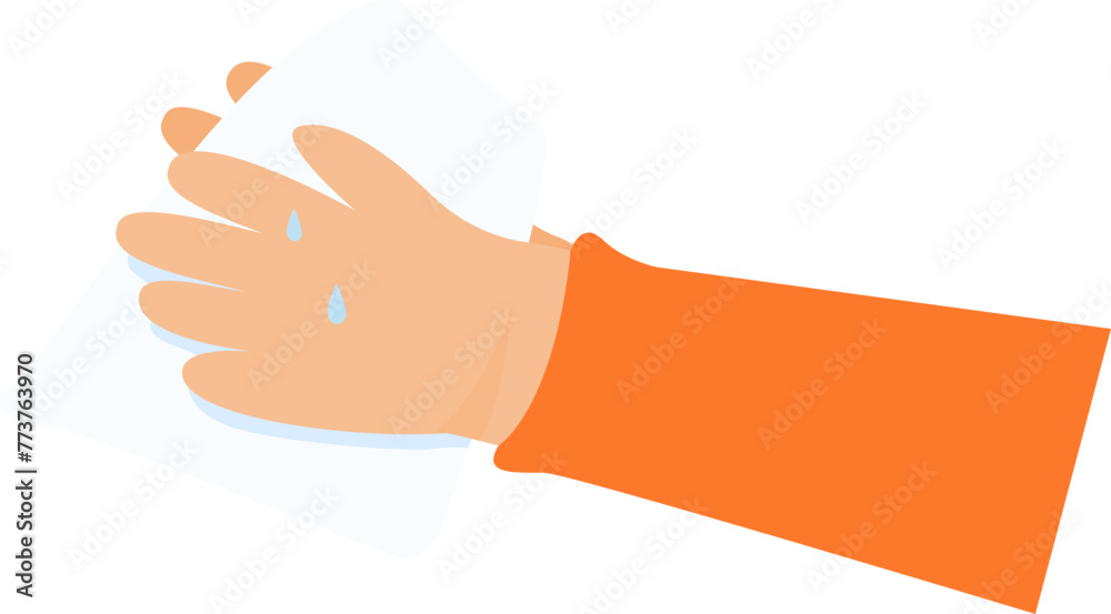Washing hands and drying with paper towel Washing hands and drying with paper towel