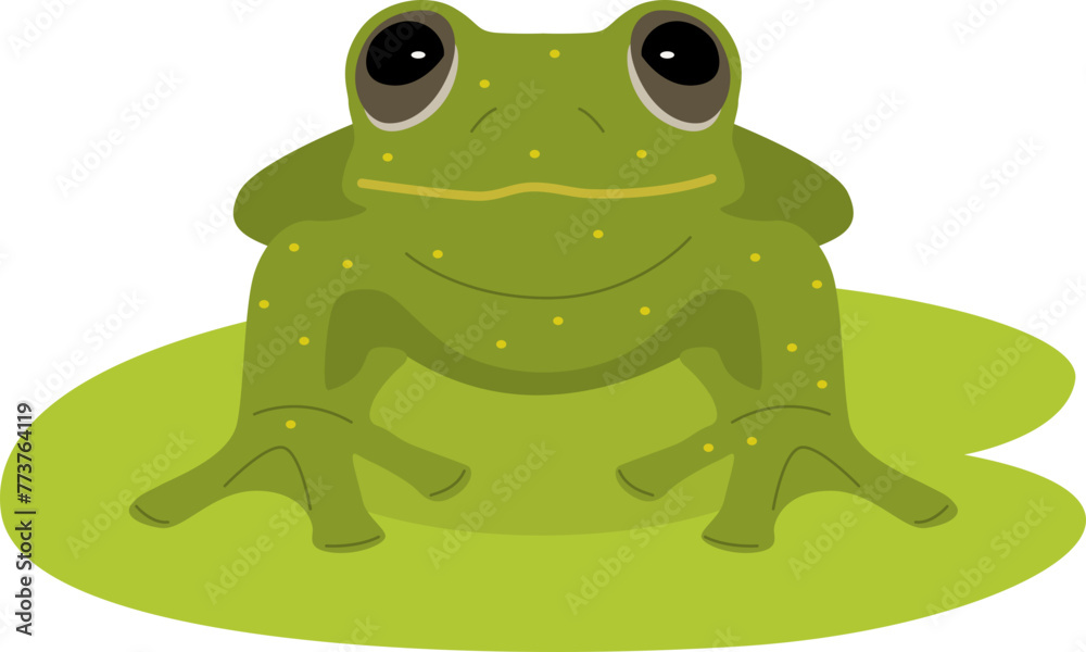 Fototapeta premium Frog Sitting Cartoon Illustration