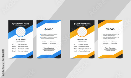 Modern id card design template bundle | Office Id card | Employee Id card for corporate company | blue black & yellow color combination