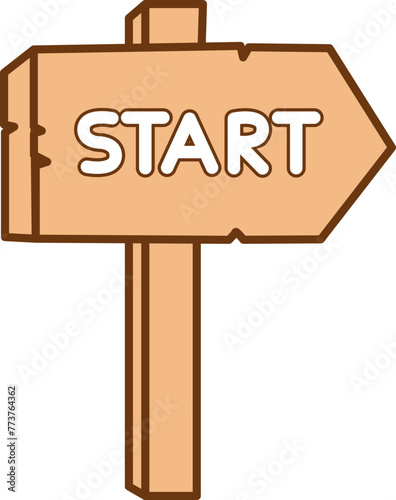 Start Sign on Wooden Signboard