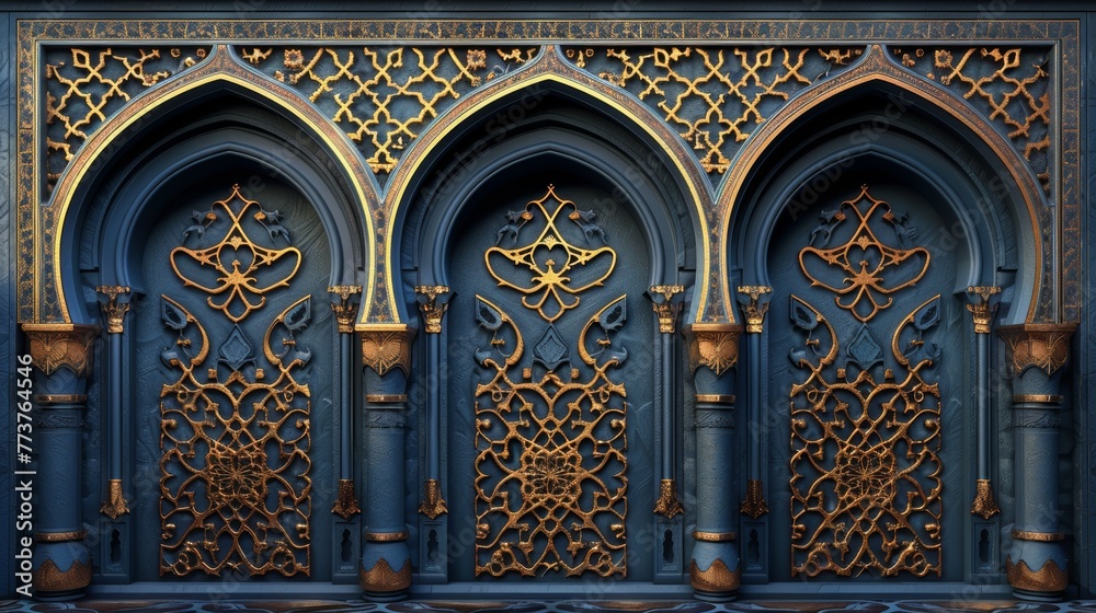 Ramadan Realistic three-dimensional arabic ornamental background
