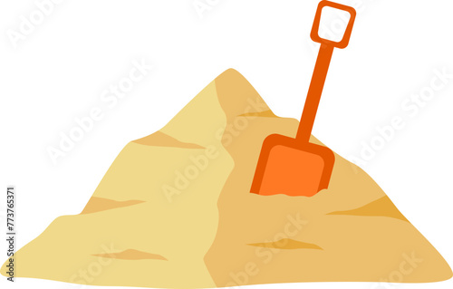 Sand beach with shovel