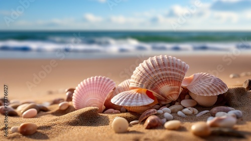 seashells on the beach high definition(hd) photographic creative image