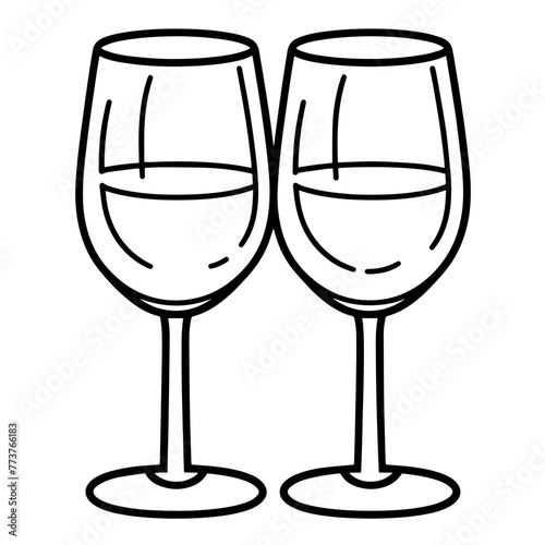 Charming clink glasses outline icon in vector format for celebrations. © Crazy Juke Vector