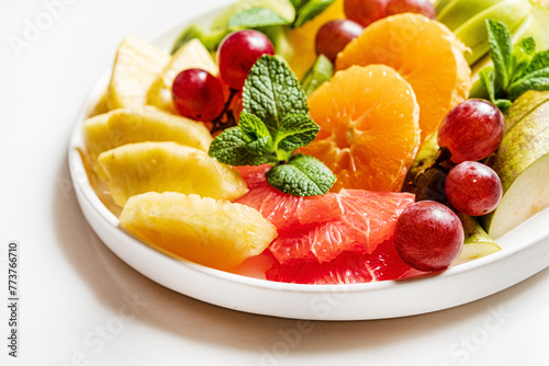 fruit plate on the white