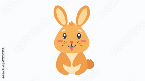 Bunny. Cute Animal with Tongue. Modern Flat Vector  © Vector
