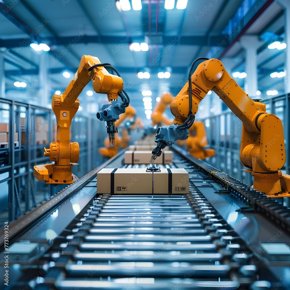 Automated Robotic Sorting and Logistics in Modern Industrial Warehouse Automated Robotic Sorting and Logistics in Modern Industrial Warehouse