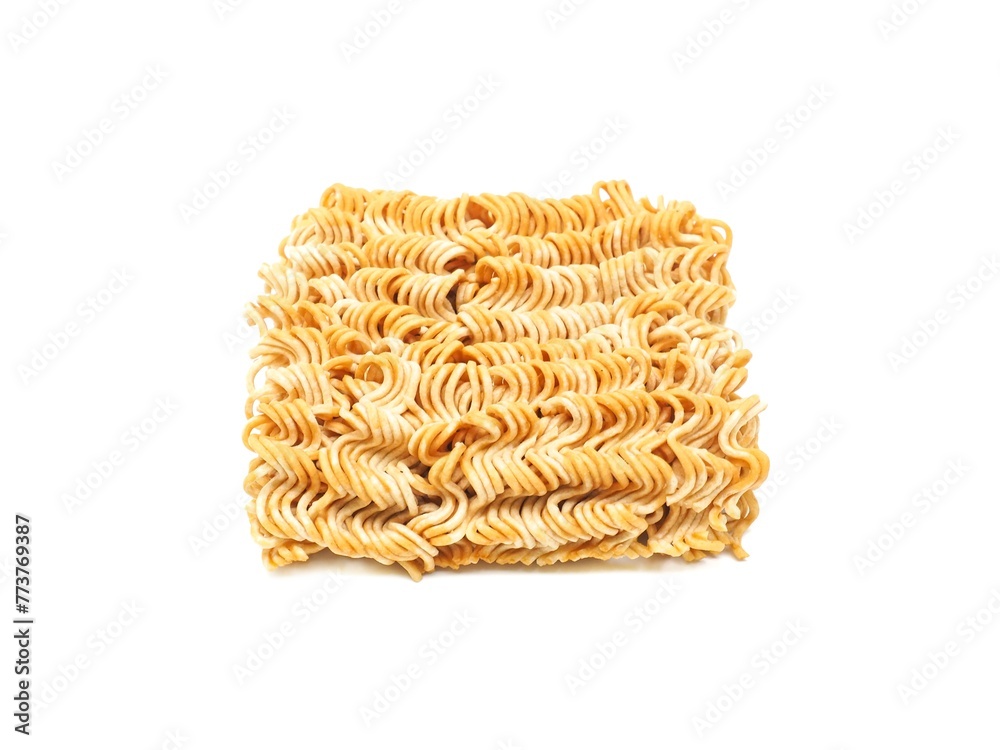 Blocks of dry instant noodles placed isolated on a white background. Blocks of dry instant noodles placed isolated on a white background.